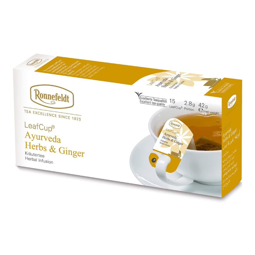 LeafCup® – Ayurveda Herbs & Ginger by Ronnefeldt – Premium German Tea