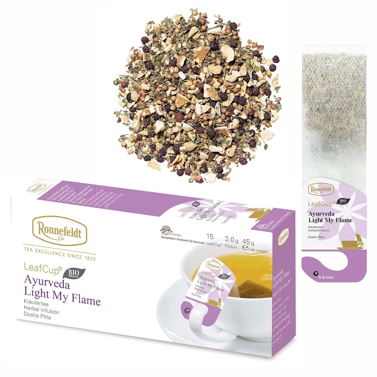 LeafCup® – Ayurveda Light My Flame Bio by Ronnefeldt – Premium German Tea