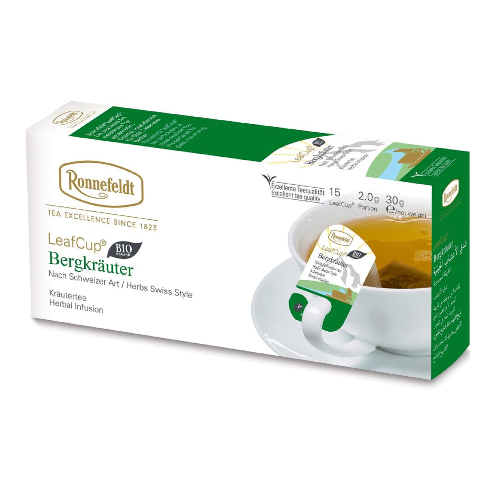 LeafCup® – Bergkräuter Herbs Swiss Style Bio by Ronnefeldt – Premium German Tea