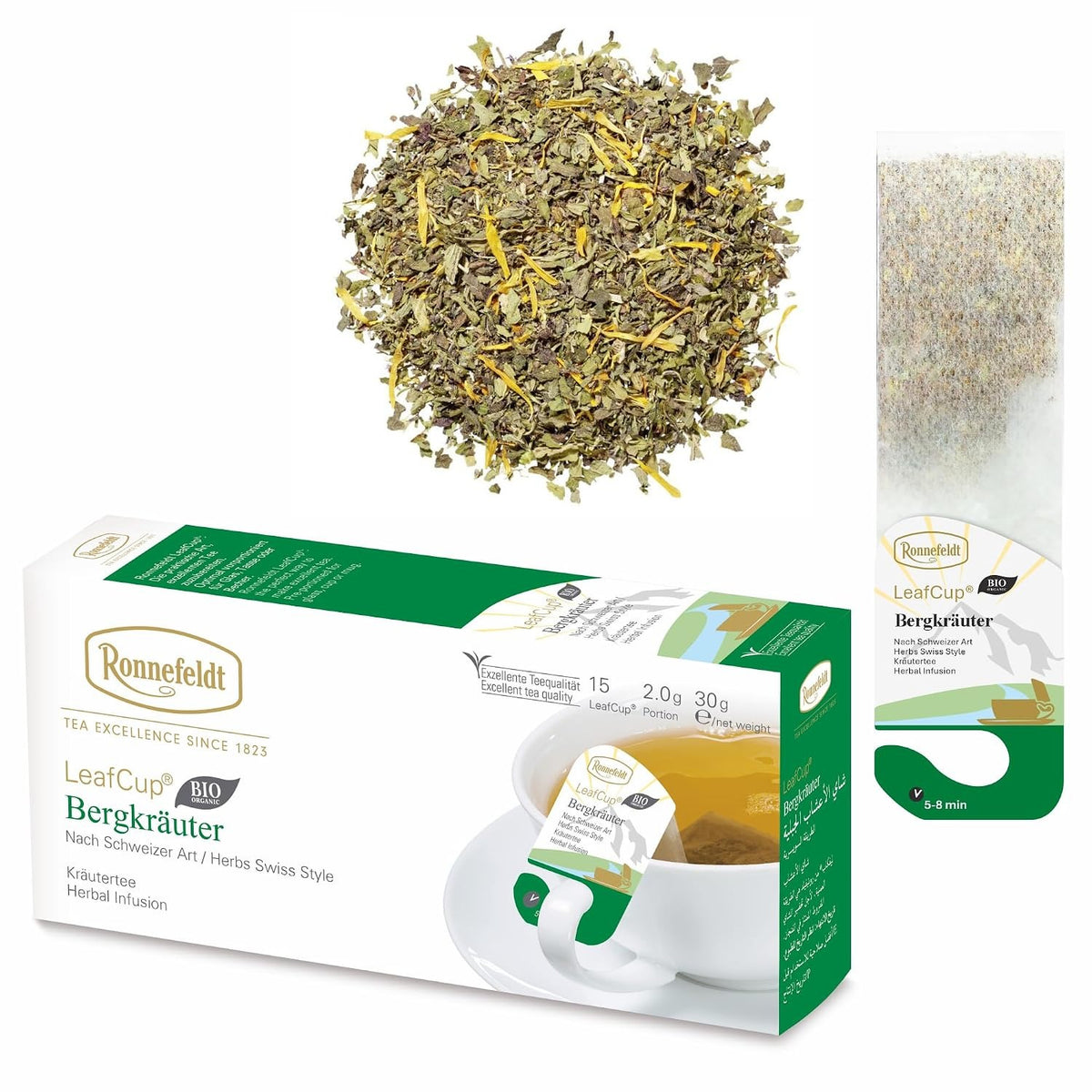 LeafCup® – Bergkräuter Herbs Swiss Style Bio by Ronnefeldt – Premium German Tea