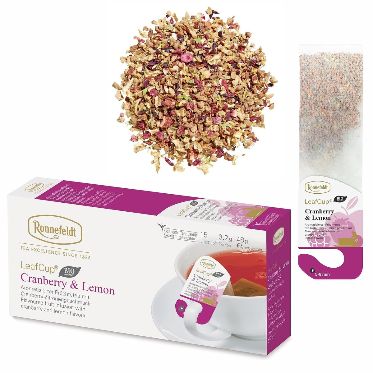 LeafCup® – Cranberry & Lemon Bio by Ronnefeldt – Premium German Tea